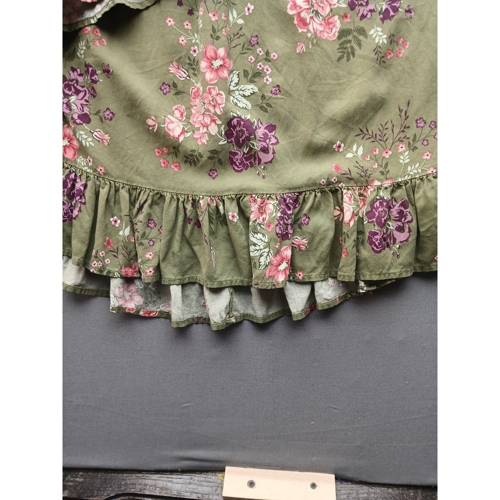 Ladies terra & sky 2x tunic top Boho Style 3/4 Sleeve Green Floral - Picture 7 of 16
